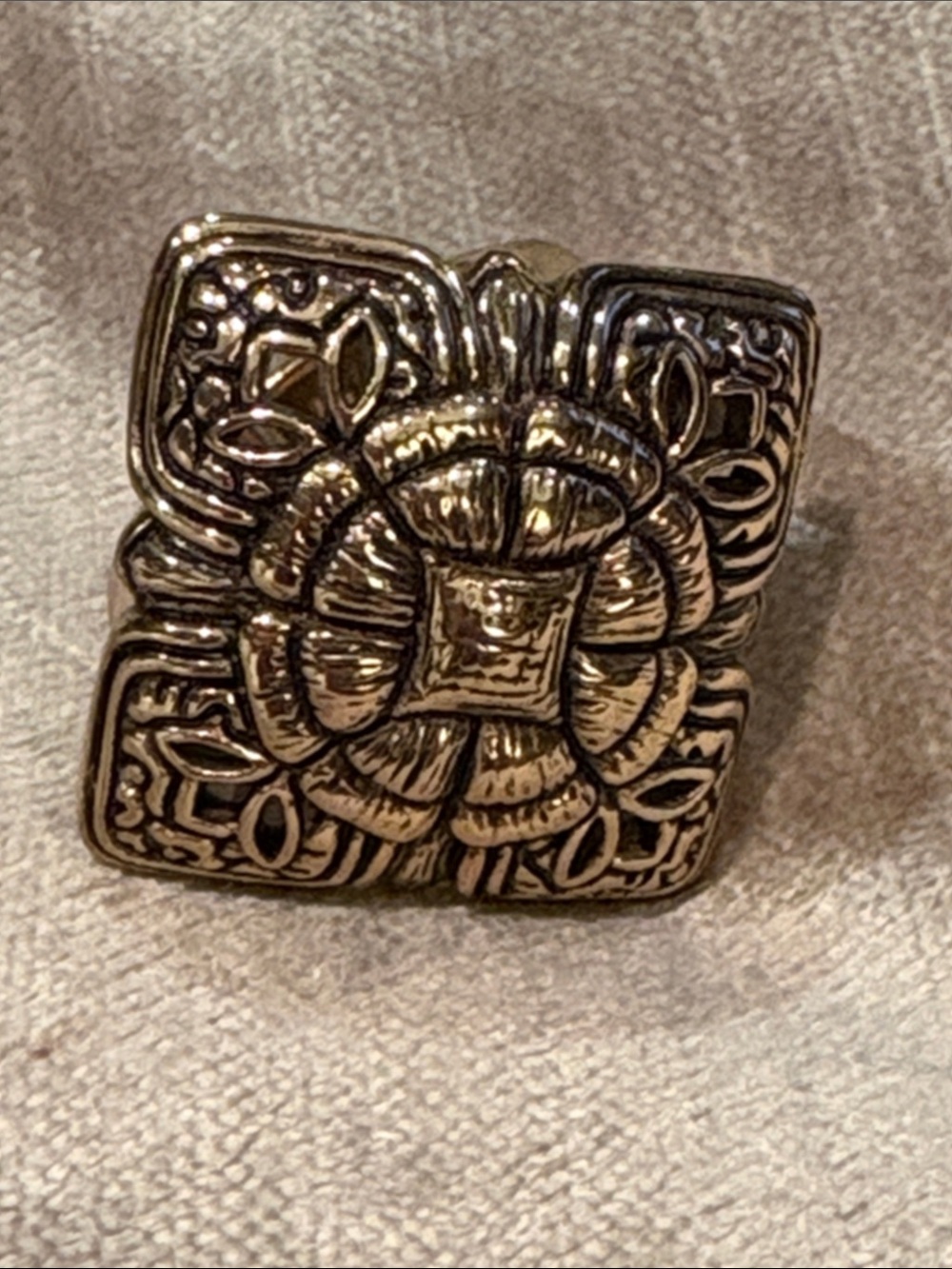 Barse Antique Bronze Cushion Cut Style Statement Ring Size 8.5